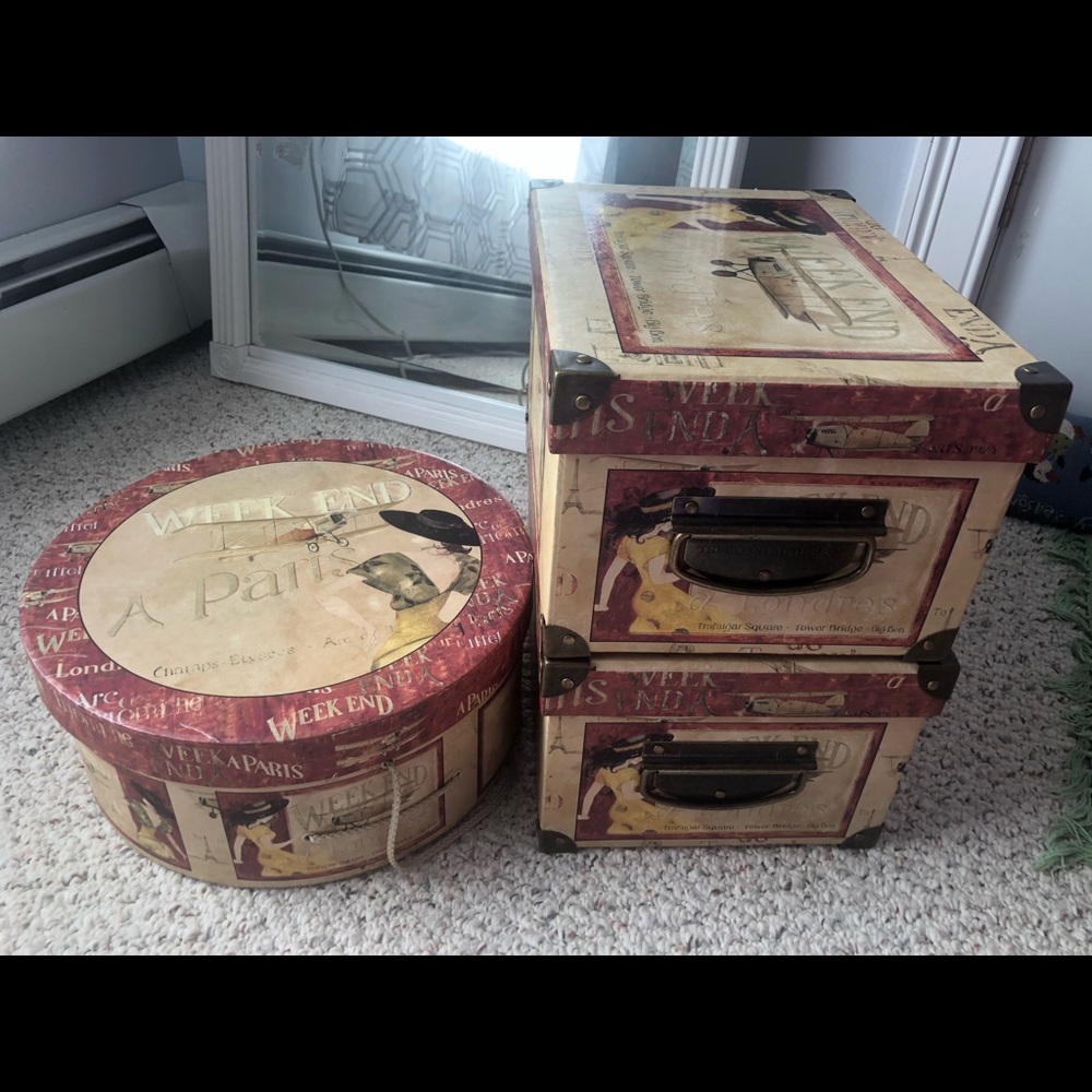Paris themed 3 piece storage boxes!